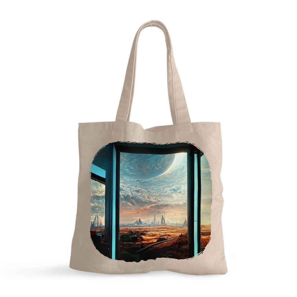 Futuristic City Night Art Small Tote Bag – Future World Shopping Bag