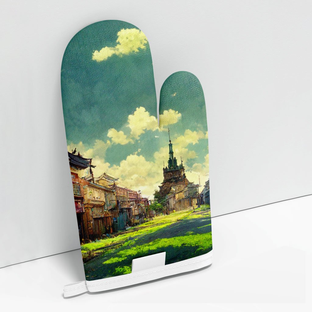 Anime City Background Art Oven Mitt – Painting Oven Glove | Shopamericaio