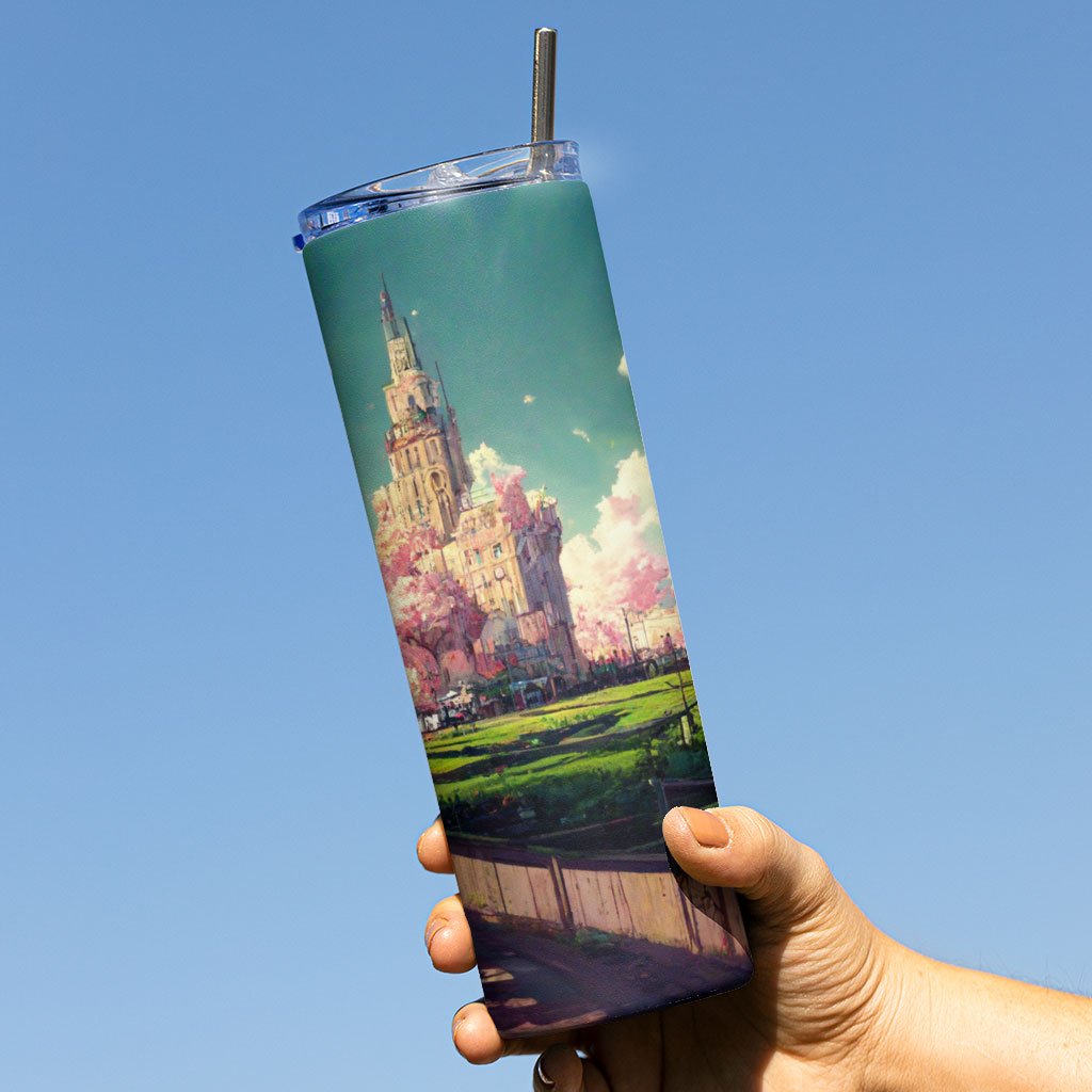 Anime City Scenery Art 20oz Skinny Tumbler – Nature Travel Mug | Shopamericaio