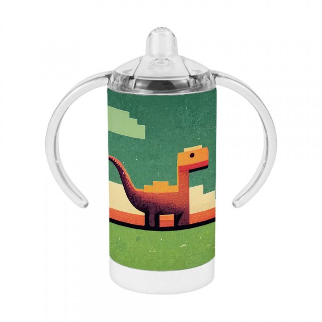 Dino Pixel Art Sippy Cup – Dinosaurs Baby Sippy Cup | Dino Baby Bibs