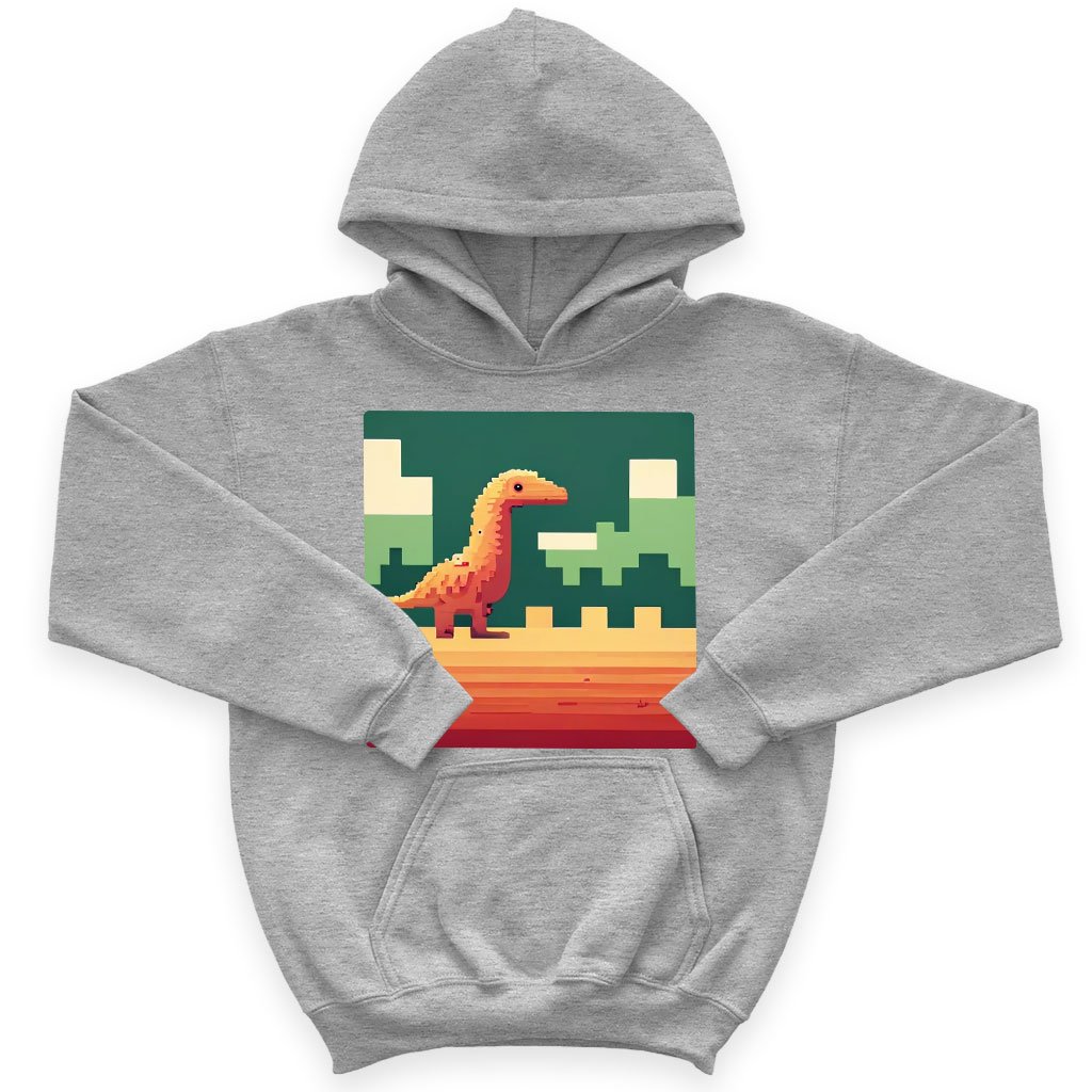 Cute Dino Pixel Kids’ Sponge Fleece Hoodie – 8 Bit Kids’ Hoodie | Shopamericaio