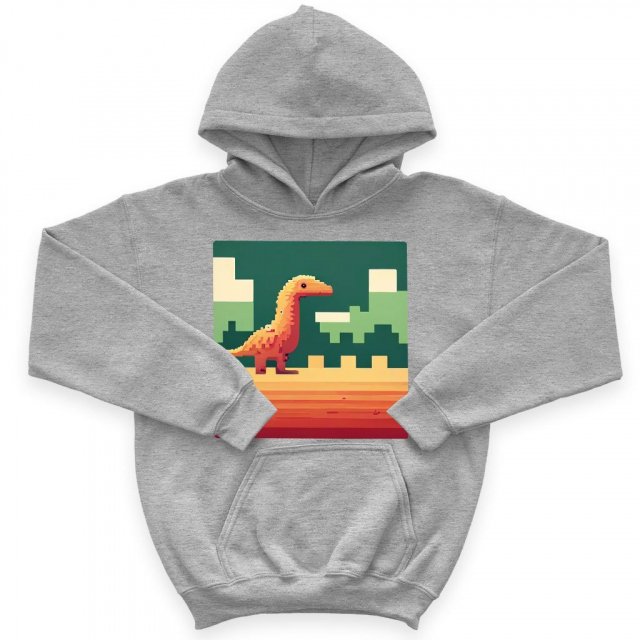 Cute Dino Pixel Kids’ Sponge Fleece Hoodie – 8 Bit Kids’ Hoodie | Shopamericaio