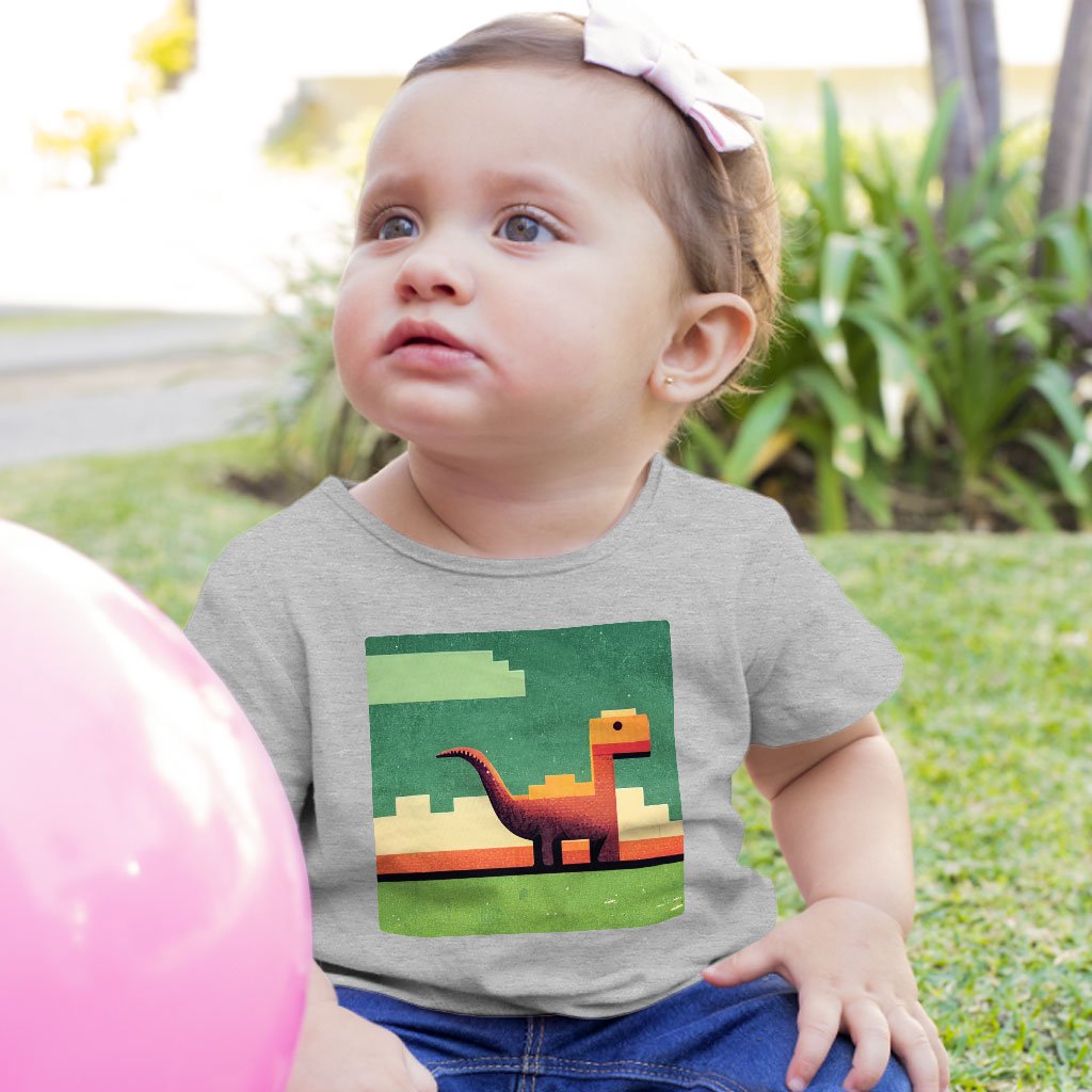 Dino Pixel Art Baby Jersey T-Shirt – Dinosaurs Baby T-Cute Dinosaur T