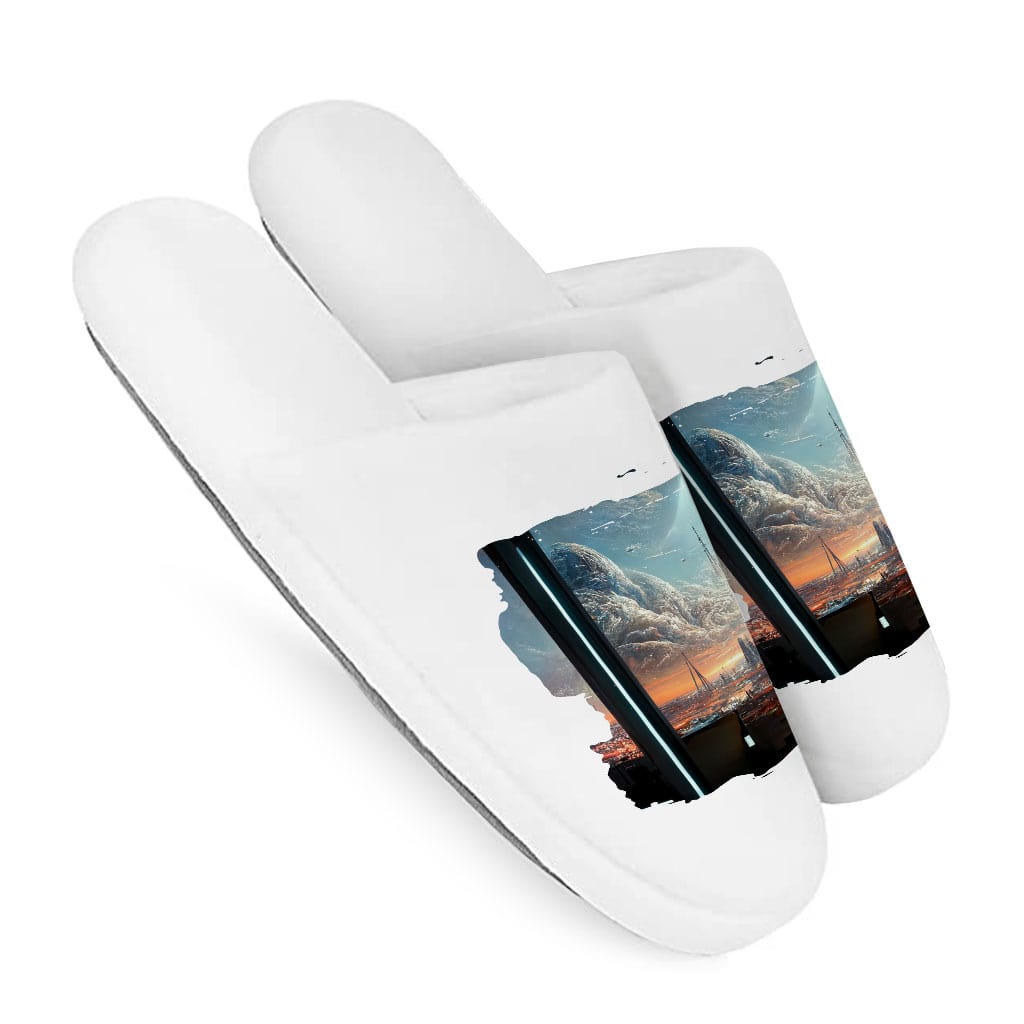 Space Station City Art Memory Foam Slippers – Graphic Slippers | Shopamericaio