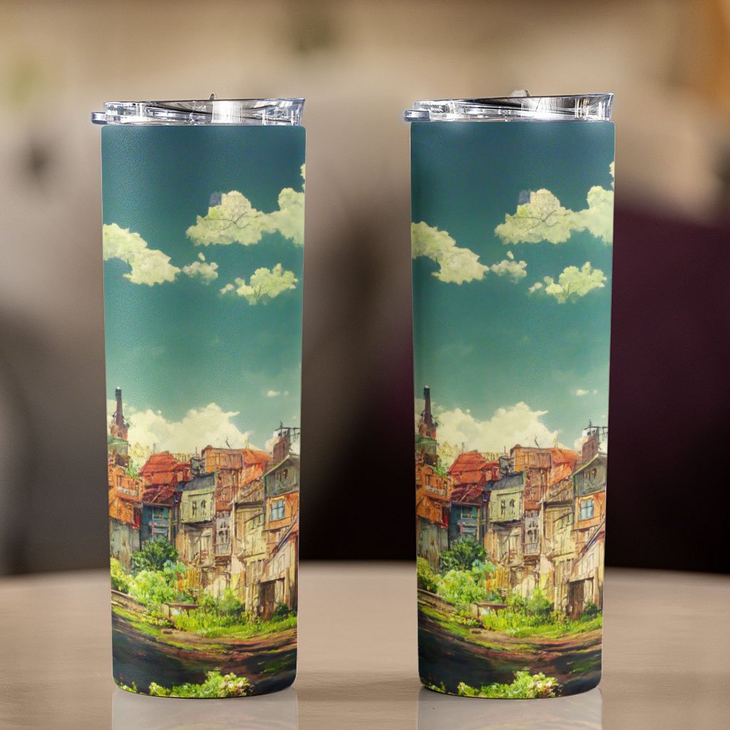 City Pop Anime Print 20oz Skinny Tumbler – Art Travel Mug | African Style Mug