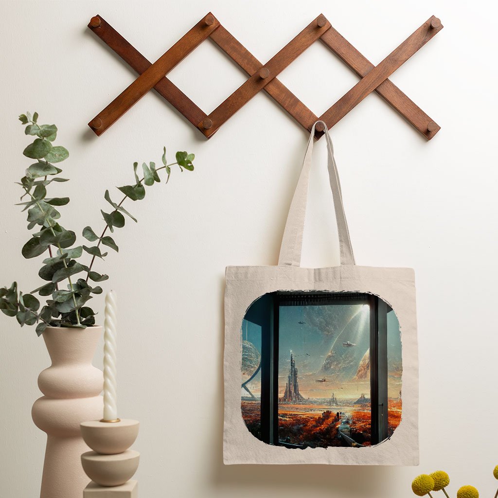 City Outer Space Concept Art Small Tote Bag – Cityscape Shopping Bag