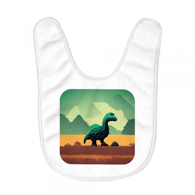 Cute Dino Baby Bibs – Pixel Baby Feeding Bibs – Printed Bibs for Eating
