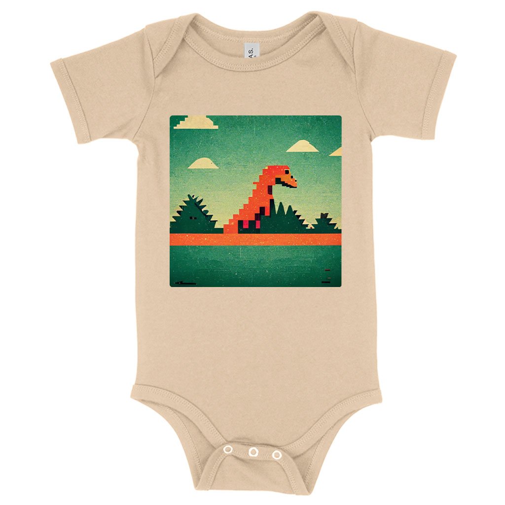Dino Pixel Art Baby Jersey Onesie – Cute Dinosaur Baby Onesie | Shopamericaio