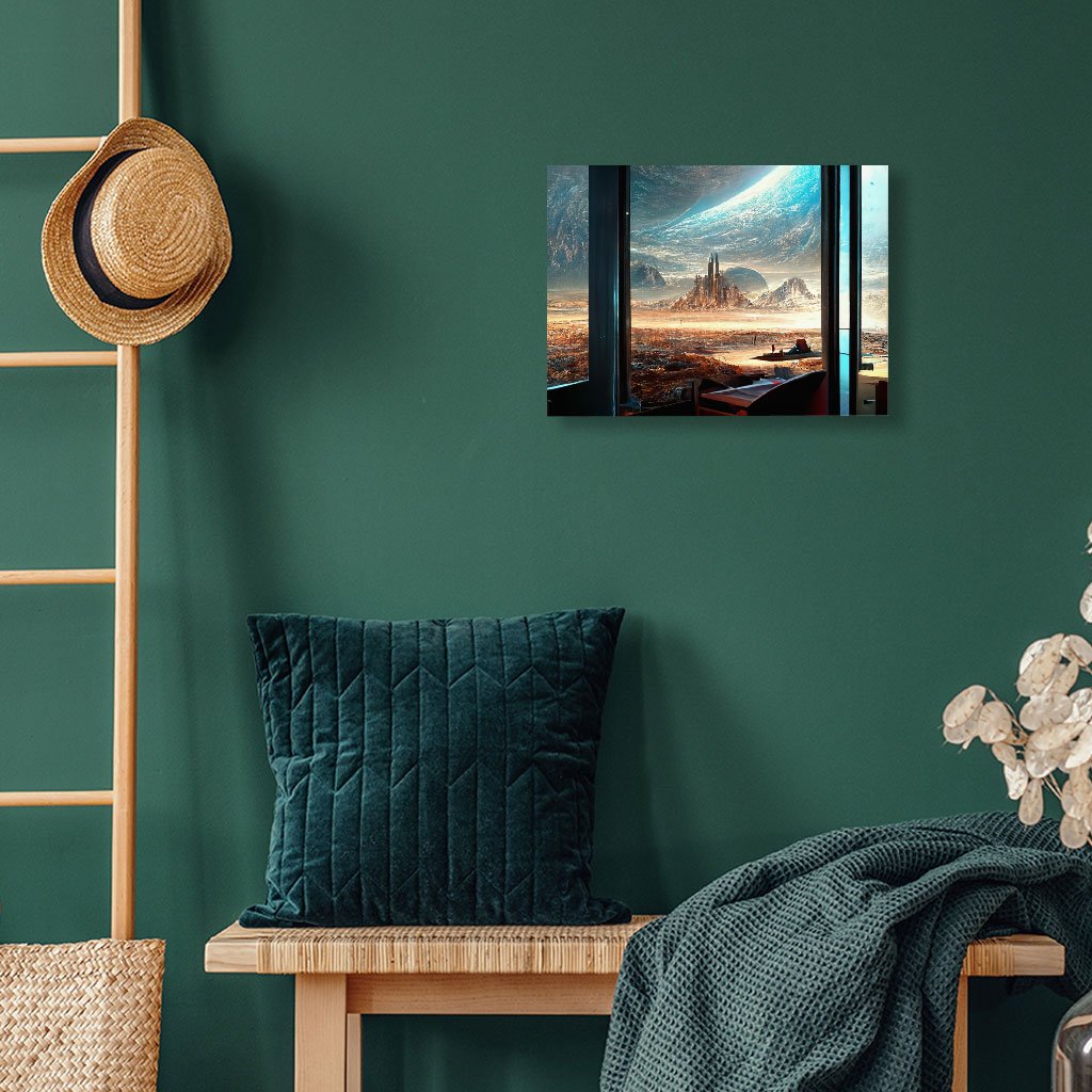 Space City Art Wall Picture – Future World Stretched Canvas – Cityscape Wall Art