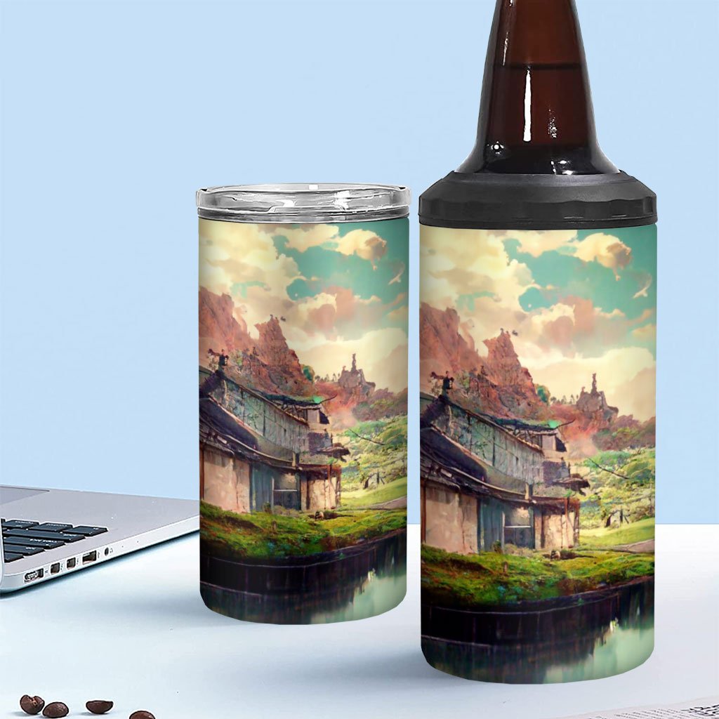 Anime City Concept Art Insulated Slim Can Cooler – Landscape Can Cooler
