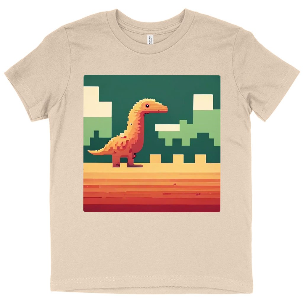 Cute Dino Pixel Kids’ T-Shirt – 8 Bit T | Girl Print Baby Jersey T-Shirt