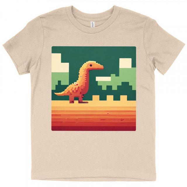 Cute Dino Pixel Kids’ T-Shirt – 8 Bit T | Girl Print Baby Jersey T-Shirt