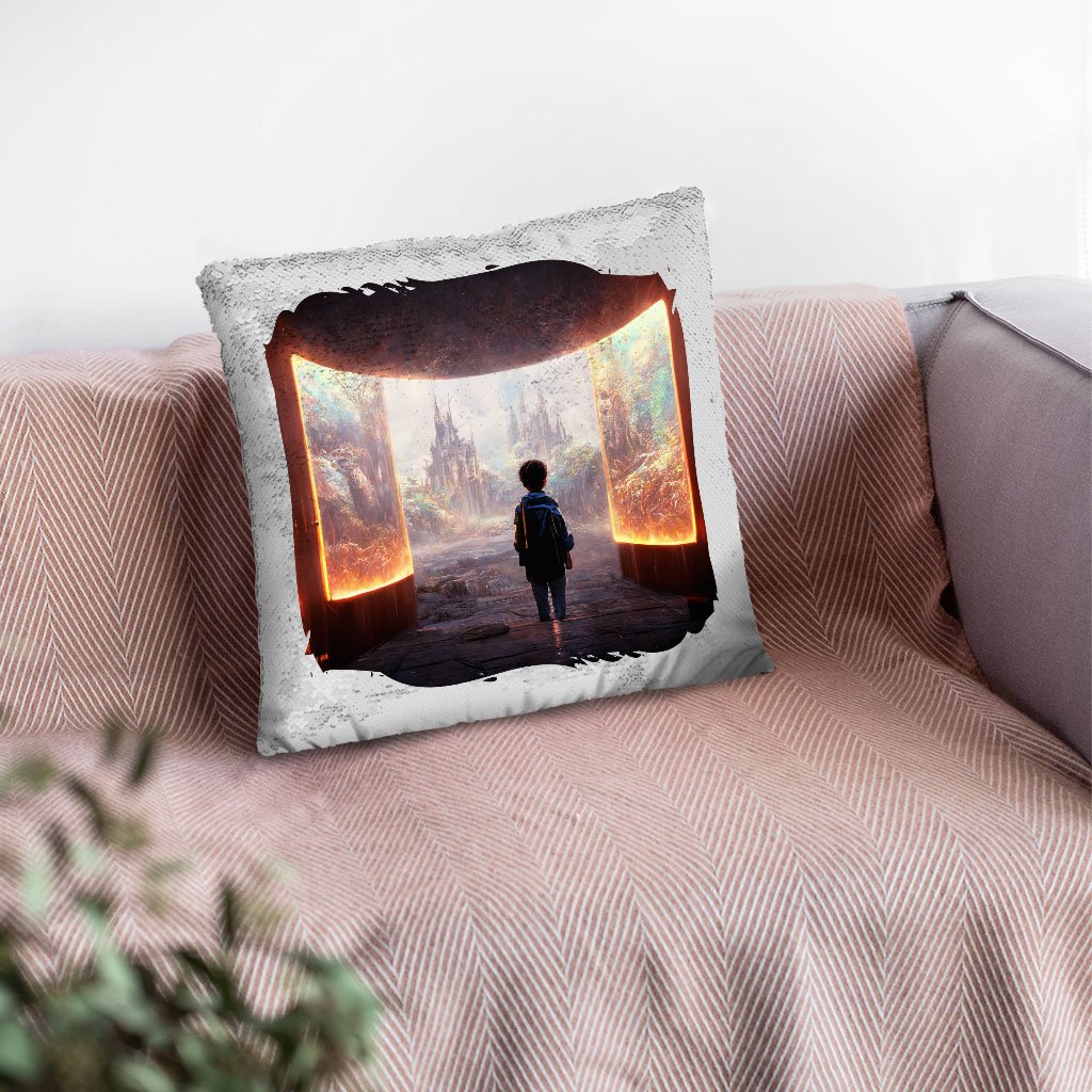 Fantasy World Concept Art Sequin Pillow Case – Portal Pillow Case