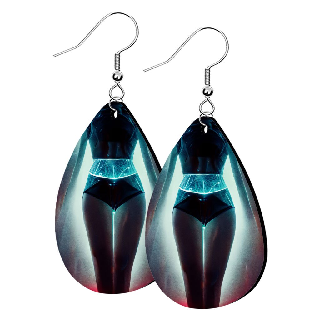 Woman Body Silhouette Art Earrings – Neon Earrings | Fashion Model Art Earrings