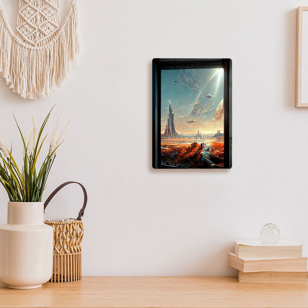 City Outer Space Concept Art Metal Photo Prints – Cityscape Decor Picture