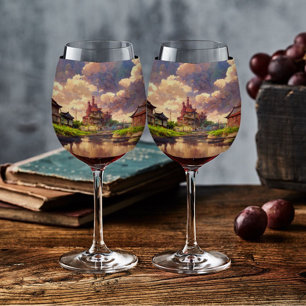 Anime City Skyline Art Wine Glass Sleeve – Painting Sleeves for Wine Glass