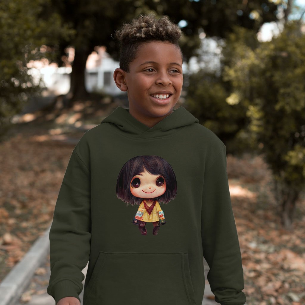 Kawaii Anime Face Kids’ Sponge Fleece Hoodie – Cute Kids’ Hoodie | Shopamericaio