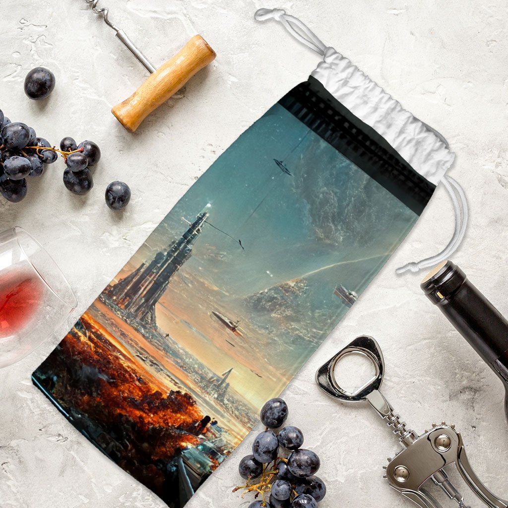 City Outer Space Concept Art Wine Tote Bag – Cityscape Wine Tote Bag