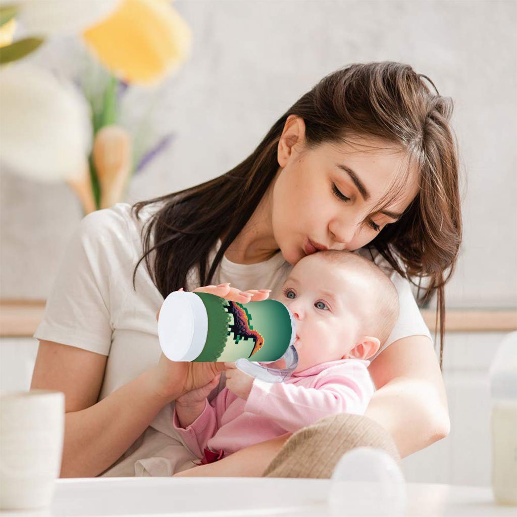 Cute Dinosaur Sippy Cup – Retro Baby Sippy Cup – Pixel Sippy Cup | Shopamericaio