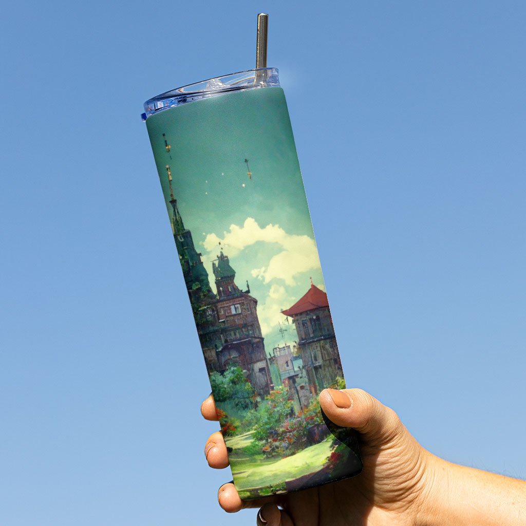 Cartoon City Art 20oz Skinny Tumbler – Anime Travel Mug | African Themed Mug