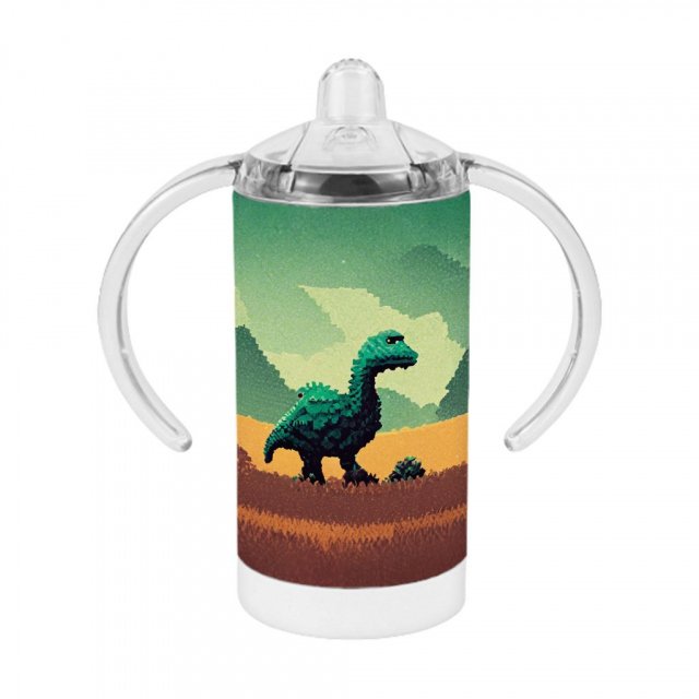 Cute Dino Sippy Cup – Pixel Baby Sippy Cup – Printed Sippy Cup | Shopamericaio