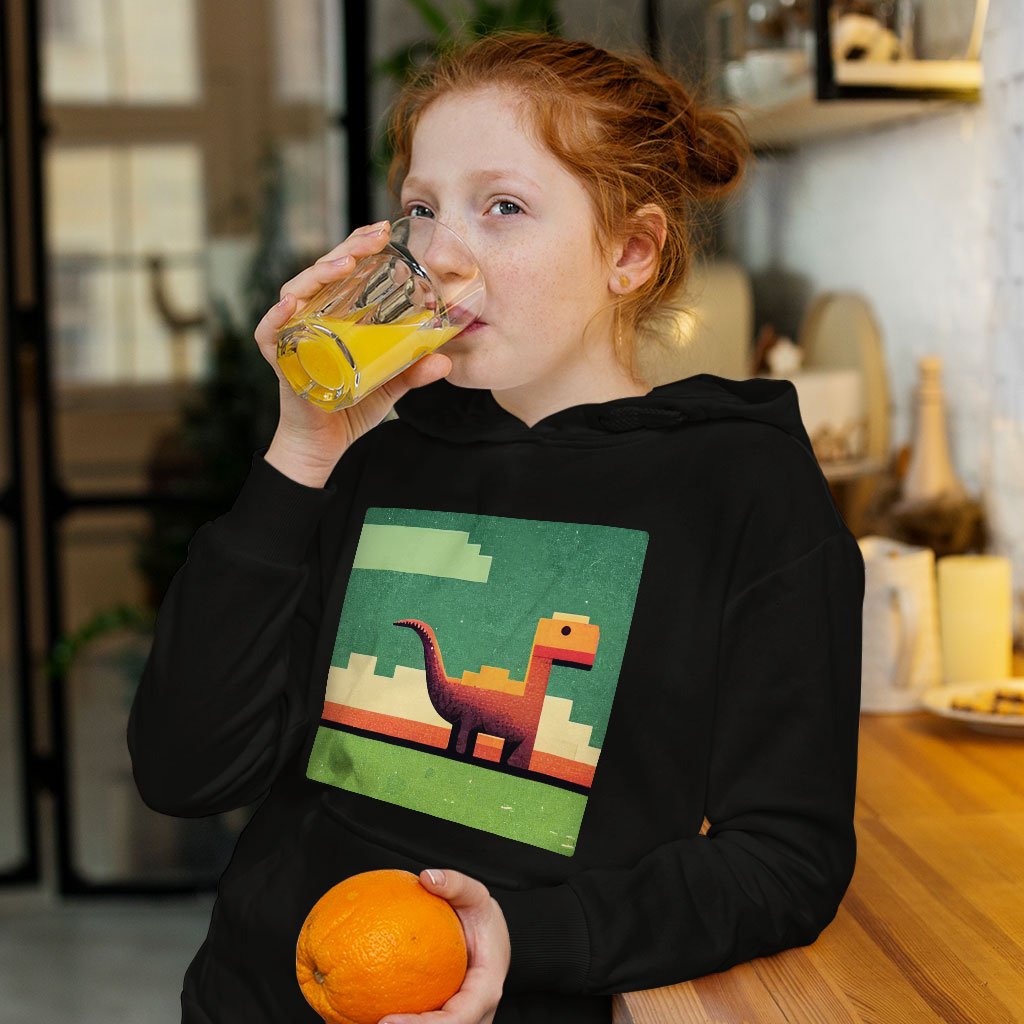 Dino Pixel Art Kids’ Sponge Fleece Hoodie – Dinosaurs Kids’ Hoodie