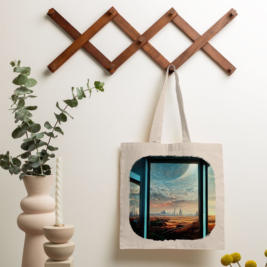 Futuristic City Night Art Small Tote Bag – Future World Shopping Bag