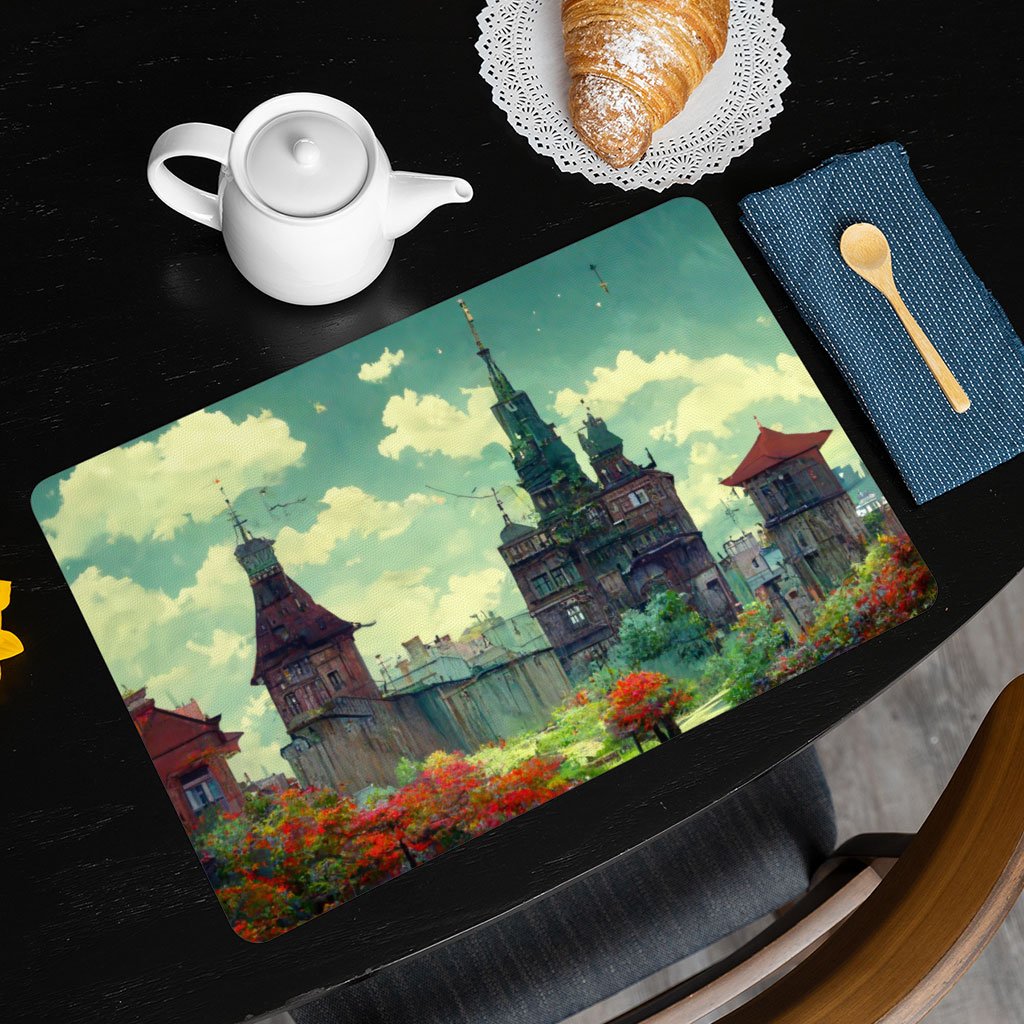 Cartoon City Art Placemats 2 PCS – Anime Placemats for Kitchen Table