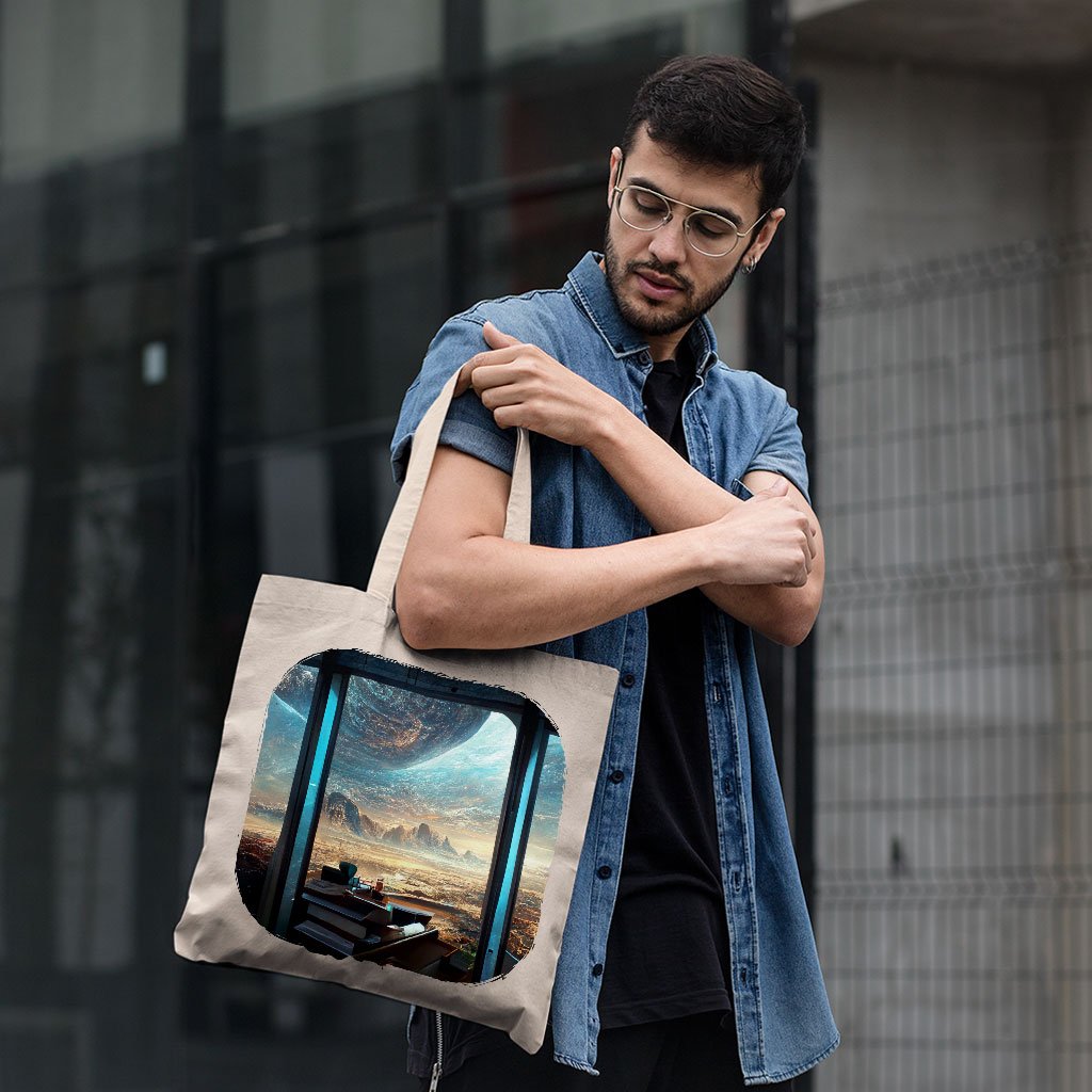 City Space Fantasy Art Small Tote Bag – Cool Shopping Bag – Futuristic Tote Bag