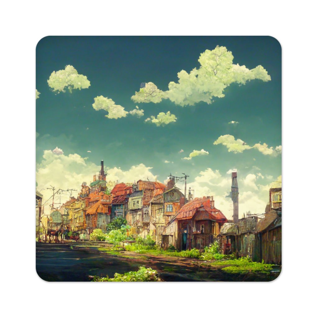 City Pop Anime Print Square Coasters – Art Coaster – Printed Coasters for Drinks