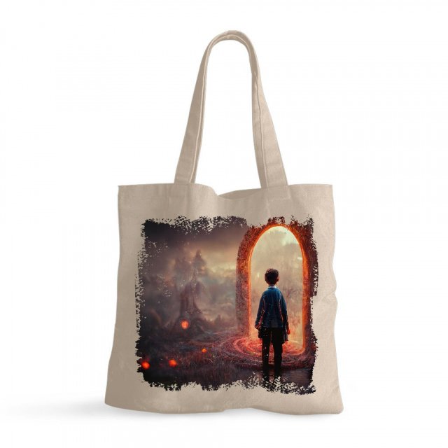 Magical World Fantasy Art Small Tote Bag – Portal Shopping Bag | Demon Desk Mat