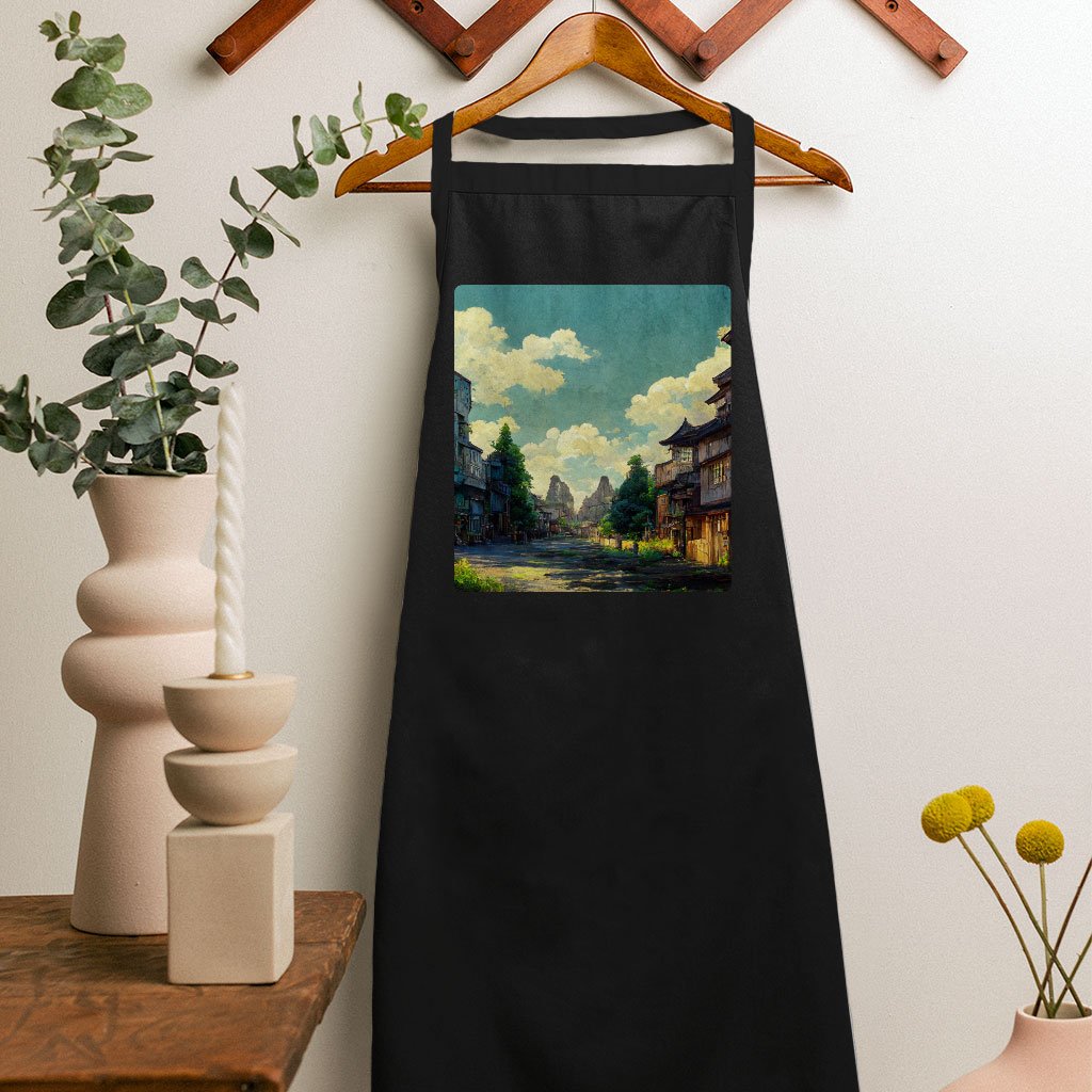Anime City Digital Art Apron - Cartoon Cooking Apron - Printed Apron for Women