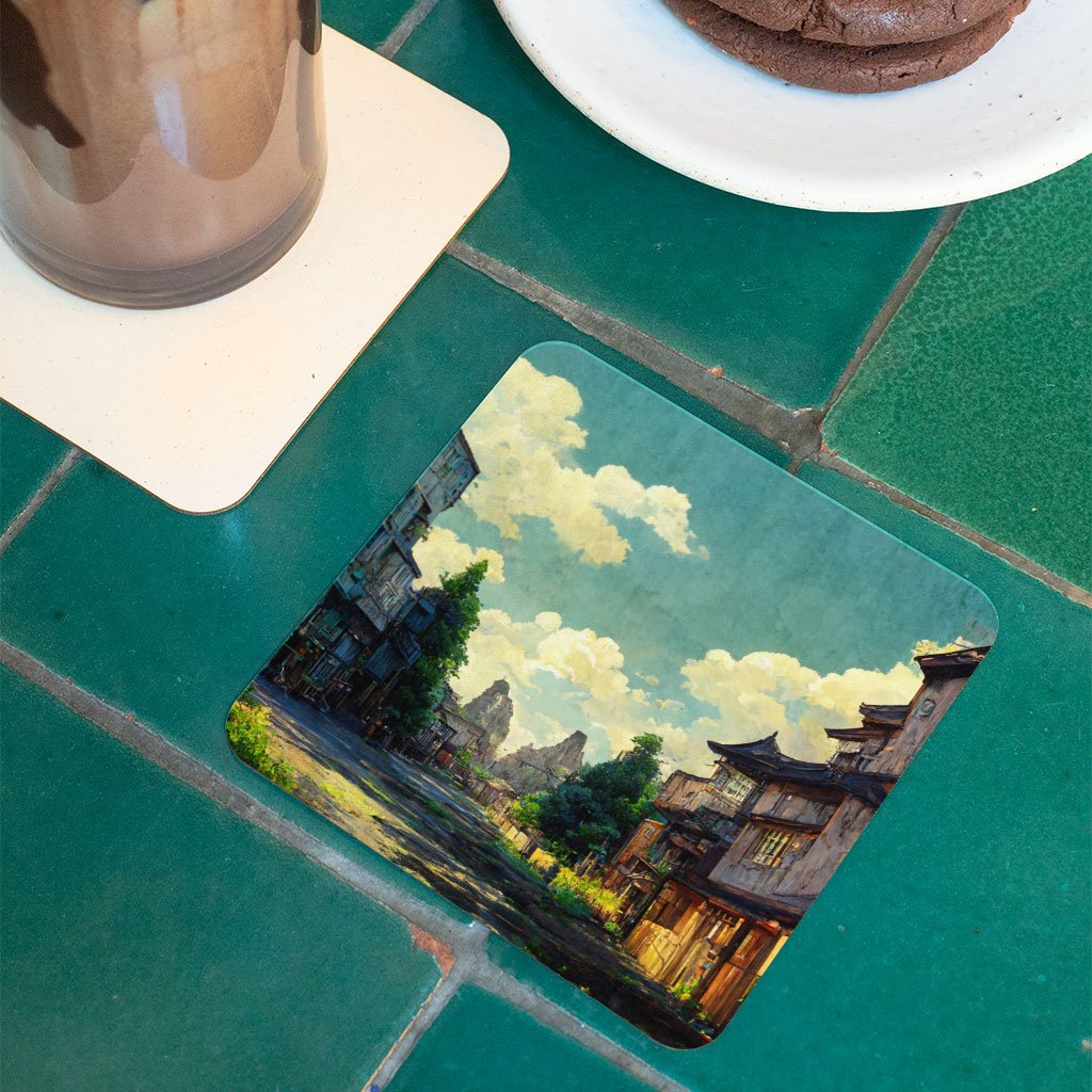 Anime City Digital Art Square Coasters – Cartoon Coaster | Shopamericaio