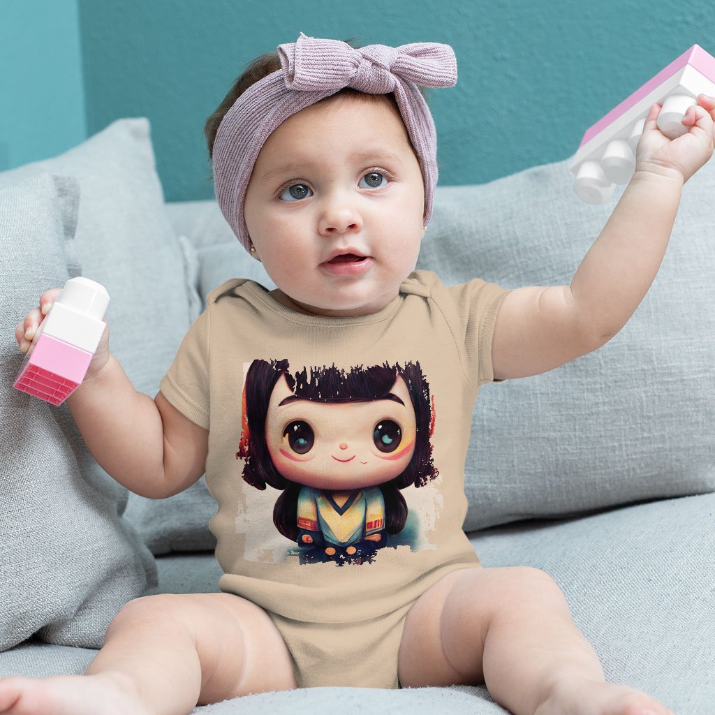 Anime Girl Smiling Baby Jersey Onesie – Cute Baby One-Piece | Shopamericaio