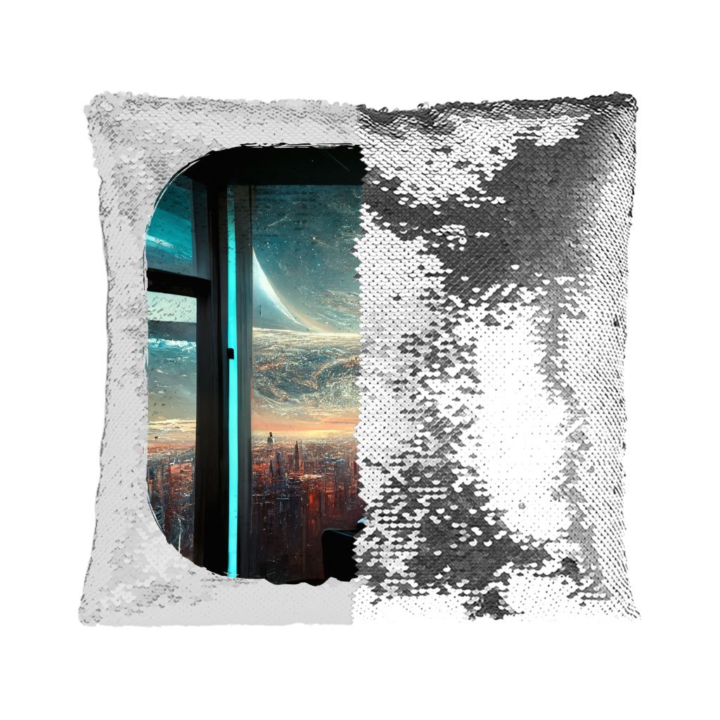 Futuristic City Art Sequin Pillow Case – Cityscape Pillowcase | Shopamericaio
