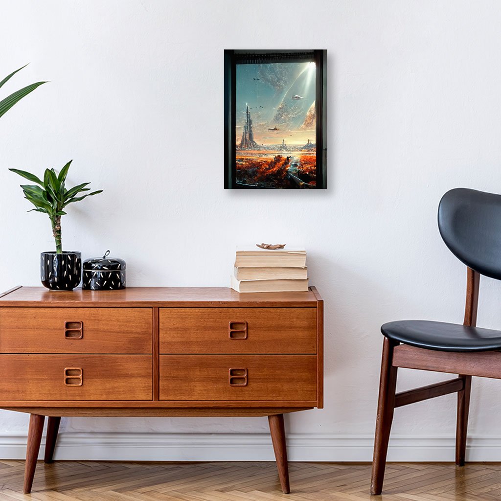 City Outer Space Concept Art Wall Picture – Cityscape Stretched Canvas