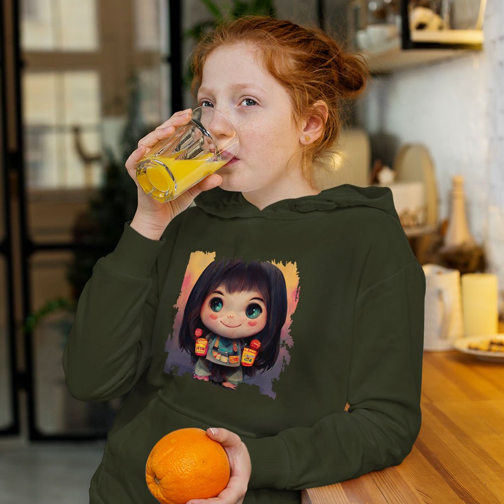 Anime Girl Cute Kids’ Sponge Fleece Hoodie – Graphic Hoodie for Kids