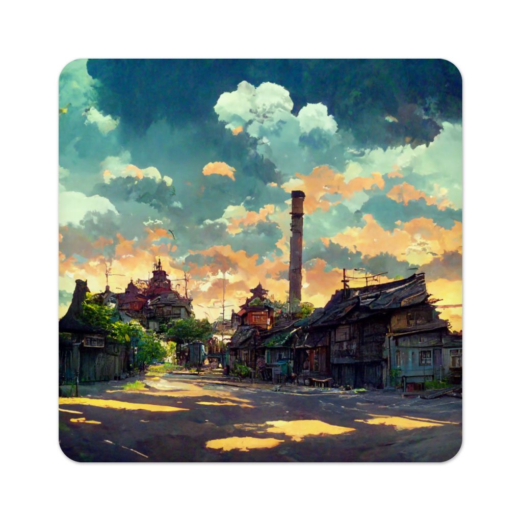 Cartoon City Concept Art Square Coasters – Anime Coaster | Shopamericaio