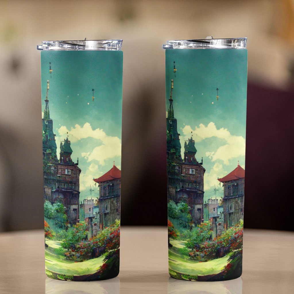 Cartoon City Art 20oz Skinny Tumbler – Anime Travel Mug | African Themed Mug
