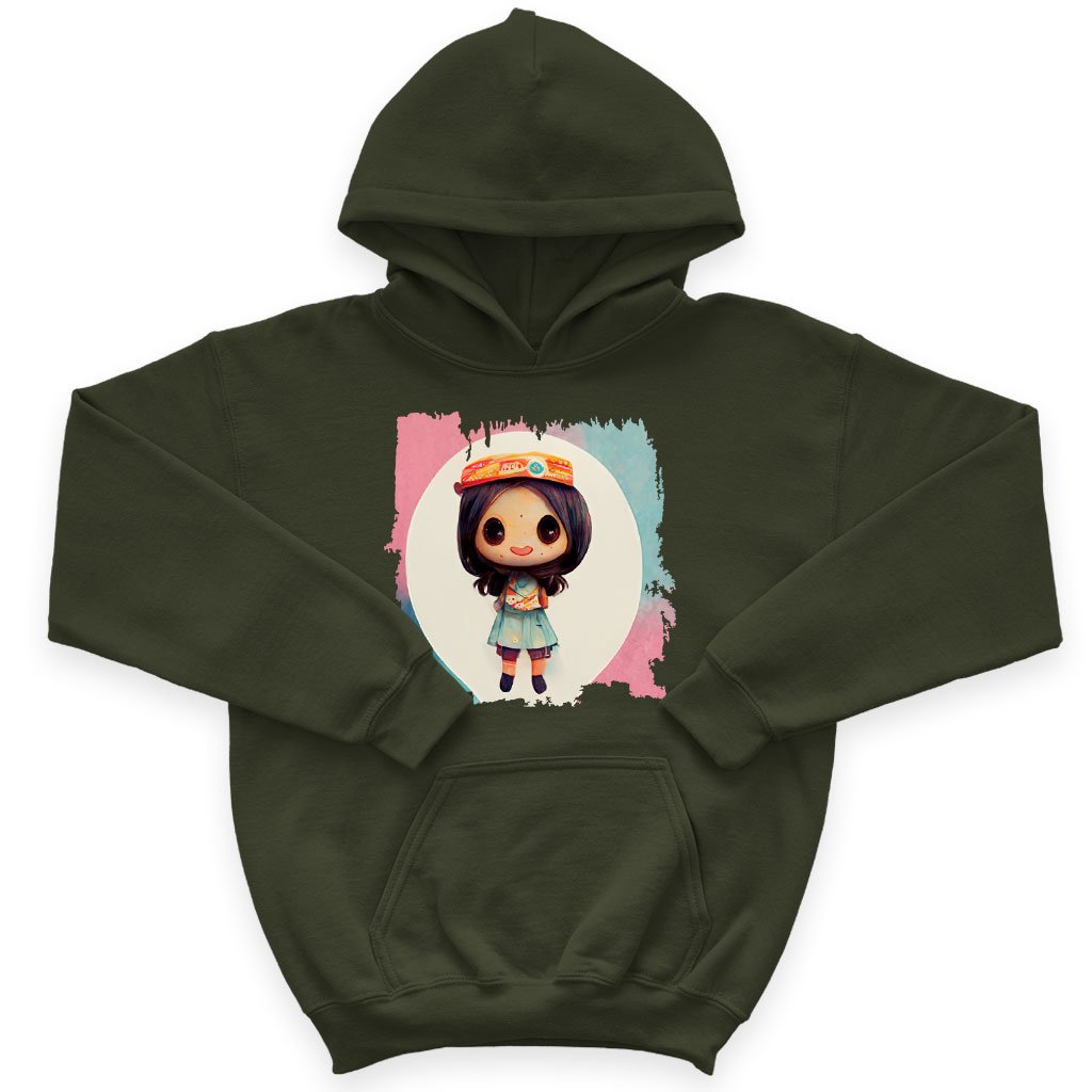 Kawaii Baby Girl Kids’ Sponge Fleece Hoodie – Anime Style Kids’ Hoodie