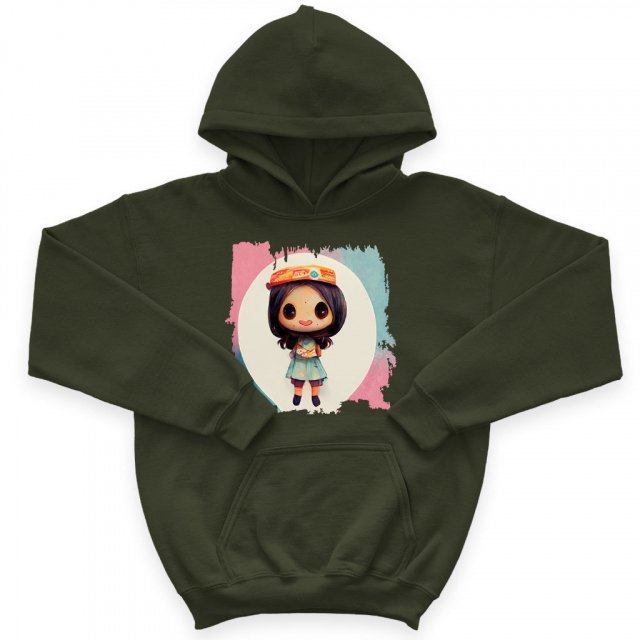 Kawaii Baby Girl Kids’ Sponge Fleece Hoodie – Anime Style Kids’ Hoodie