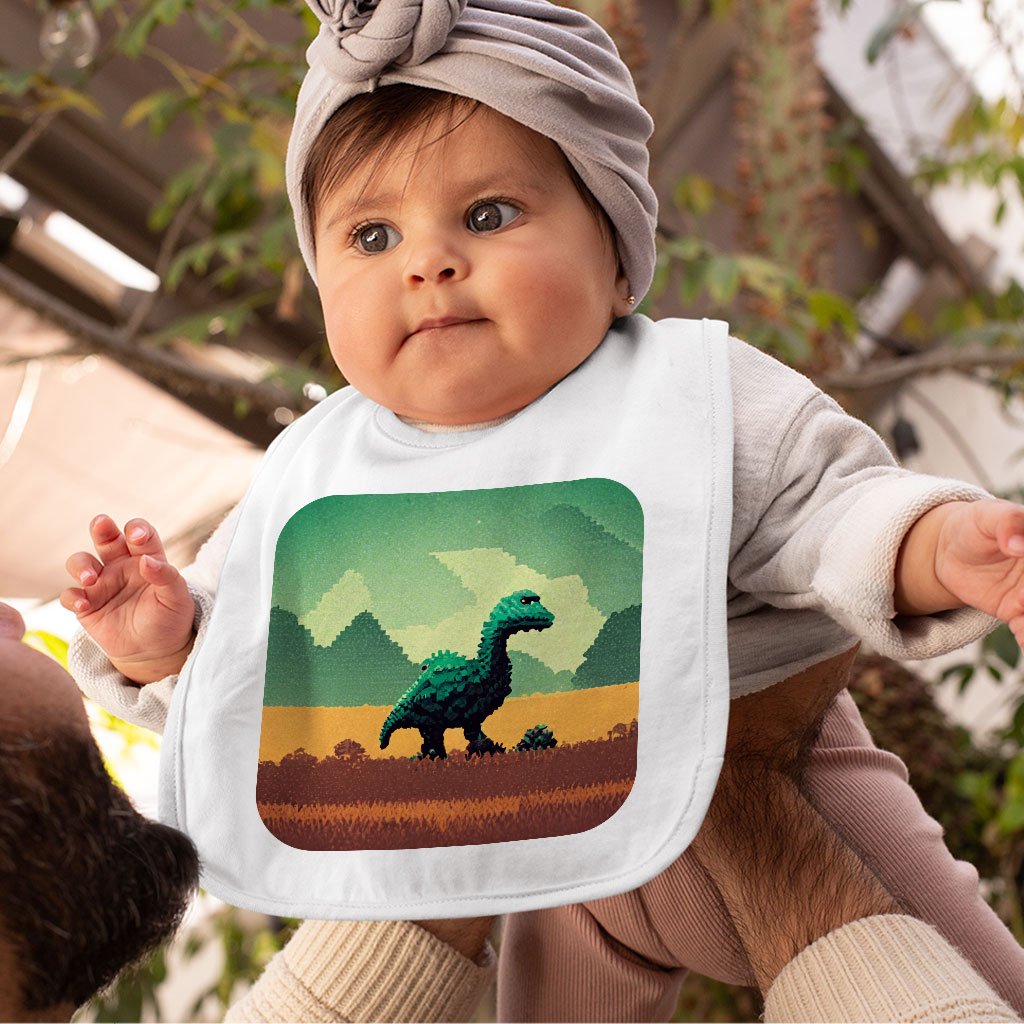 Cute Dino Baby Bibs – Pixel Baby Feeding Bibs – Printed Bibs for Eating