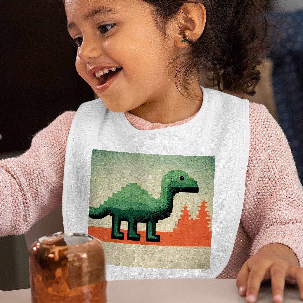 Dino Baby Bibs – Pixel Baby Feeding Bibs – Graphic Bibs for Eating