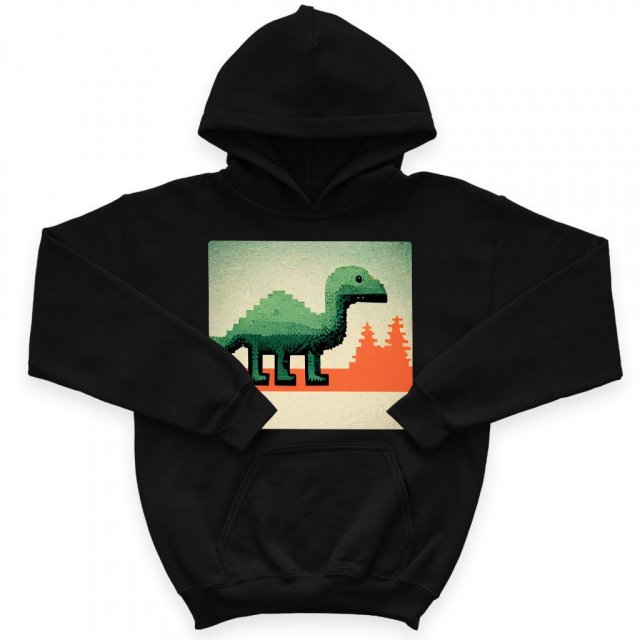 Dino Kids’ Sponge Fleece Hoodie – Pixel Kids’ Hoodie – Graphic Hoodie for Kids