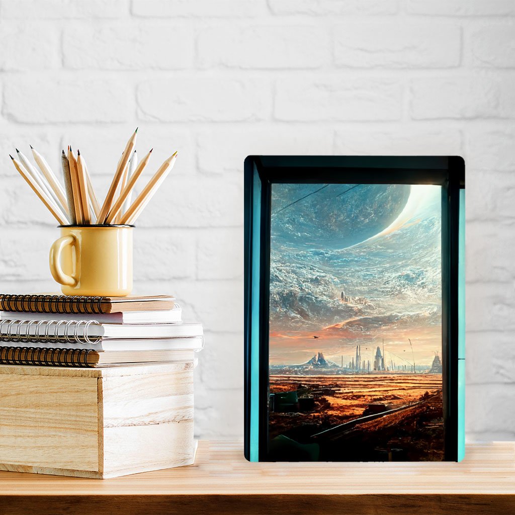 Futuristic City Night Art Metal Photo Prints – Future World Decor Picture