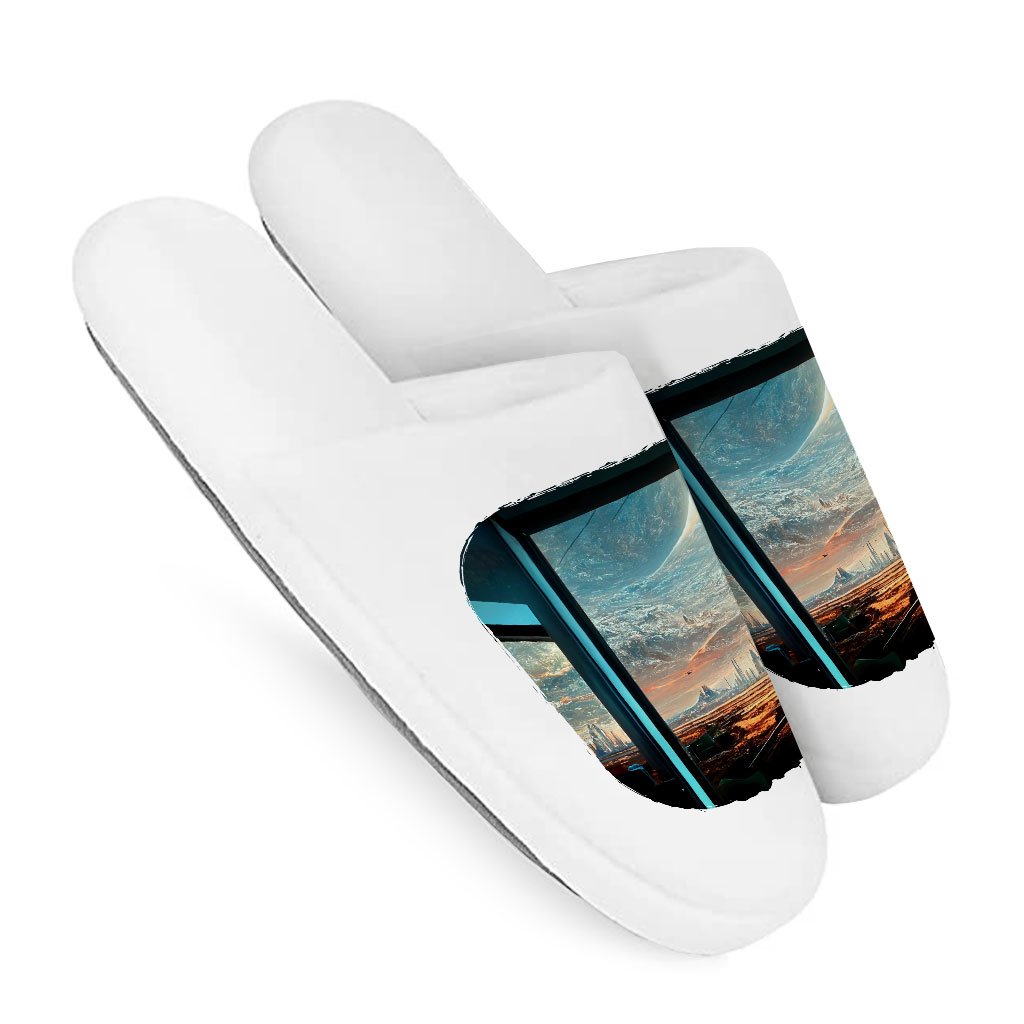 Futuristic City Night Art Memory Foam Slippers – Future World Slippers