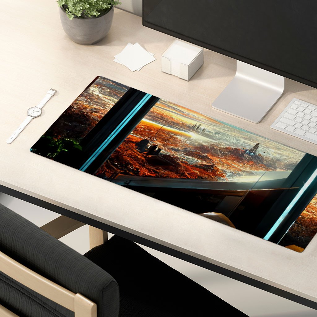 Futuristic Cities Fantasy Art Desk Mat – Cool Desk Pad | Shopamericaio
