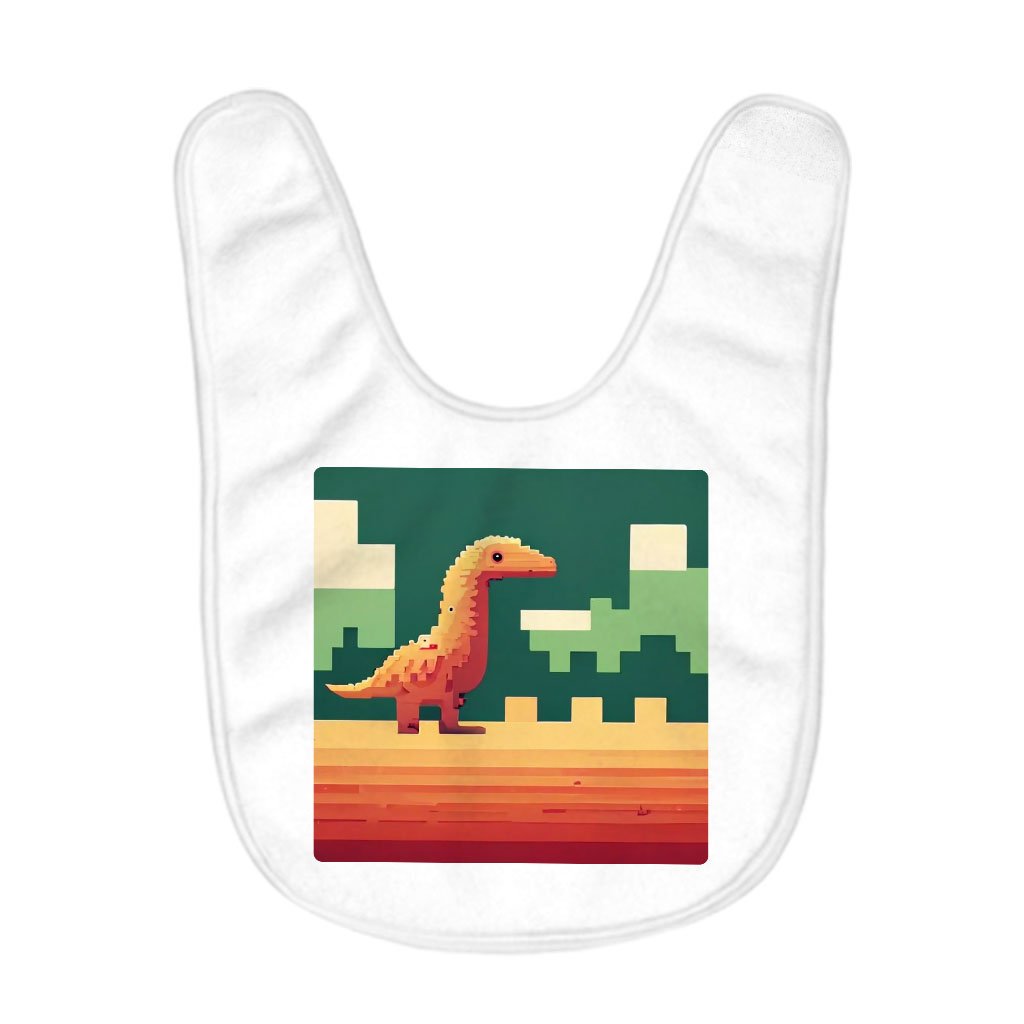 Cute Dino Pixel Baby Bibs – 8 Bit Baby Feeding Bibs – Dinosaurs Bibs for Eating