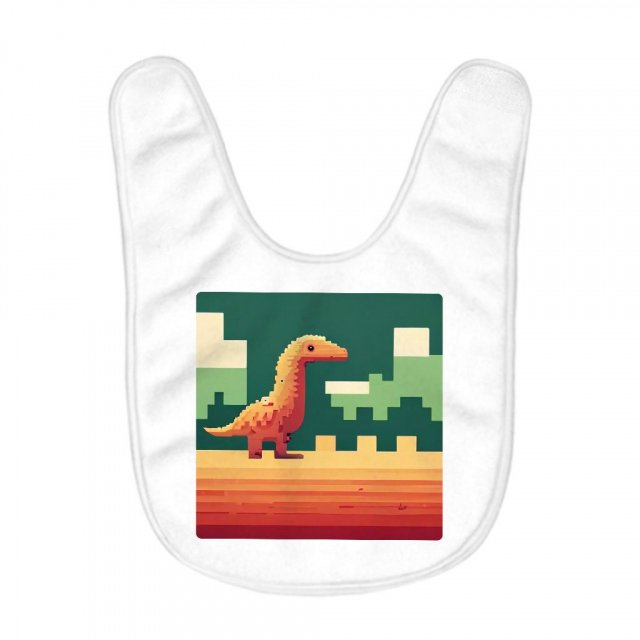 Cute Dino Pixel Baby Bibs – 8 Bit Baby Feeding Bibs – Dinosaurs Bibs for Eating