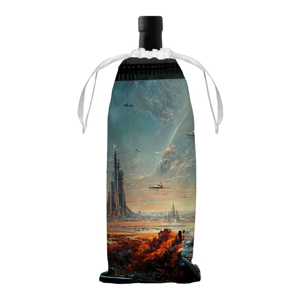 City Outer Space Concept Art Wine Tote Bag – Cityscape Wine Tote Bag
